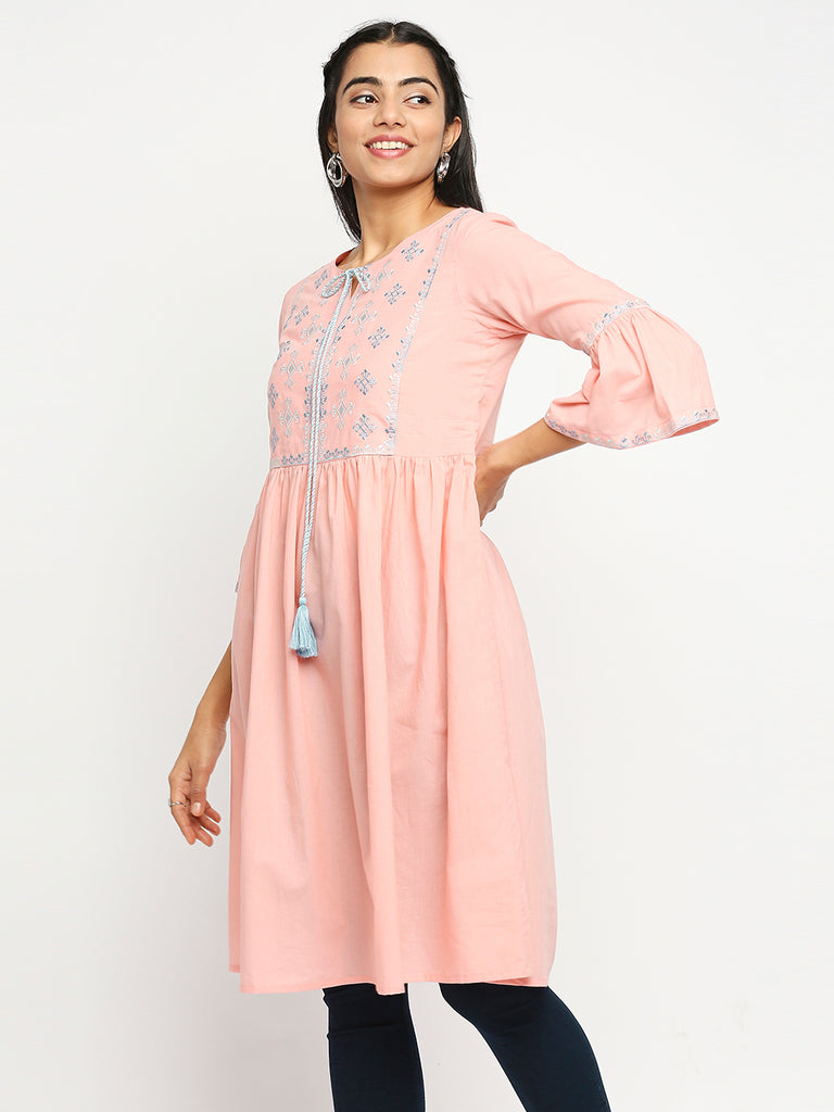Women's Peach Cotton  Fusion Topwear