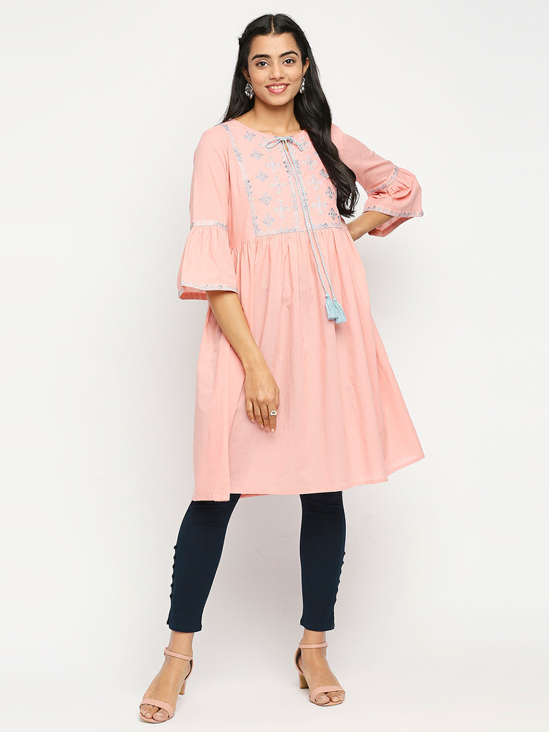 Women's Peach Cotton  Fusion Topwear