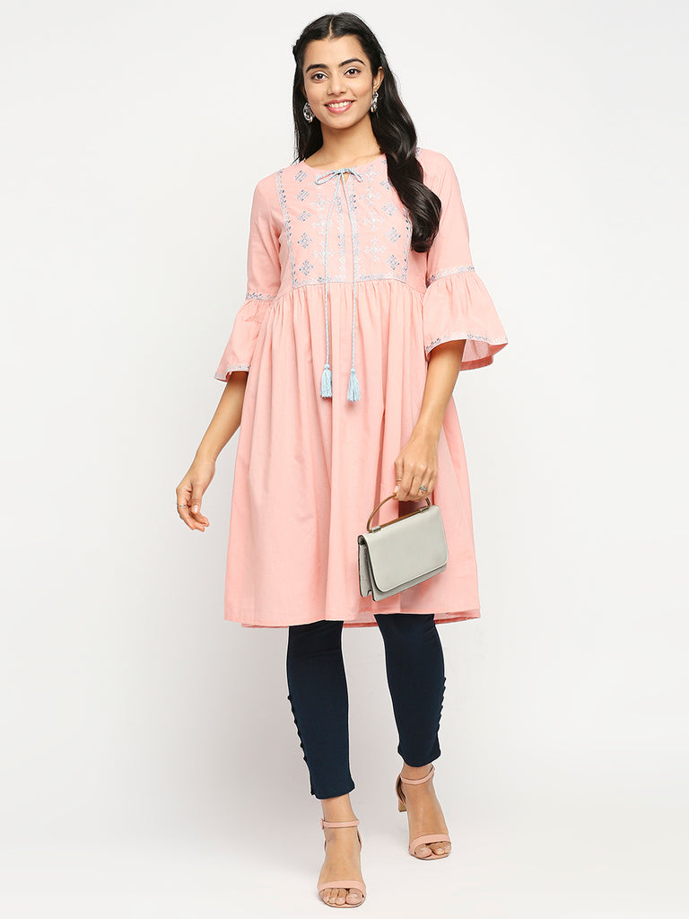 Women's Peach Cotton  Fusion Topwear