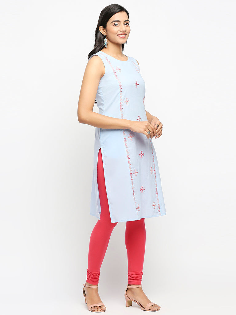 Women's Blue Cotton  Fusion Topwear