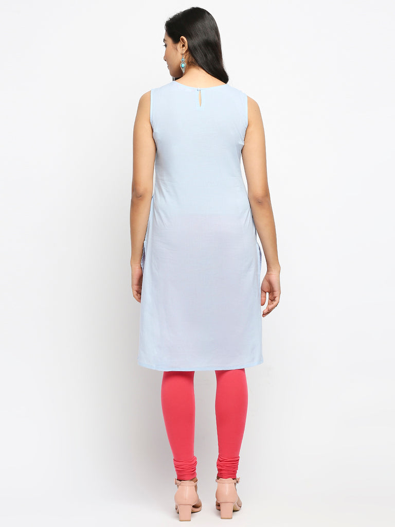 Women's Blue Cotton  Fusion Topwear