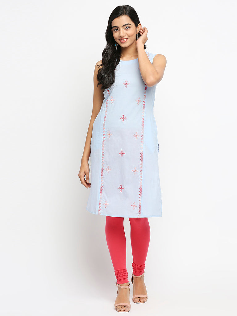 Women's Blue Cotton  Fusion Topwear