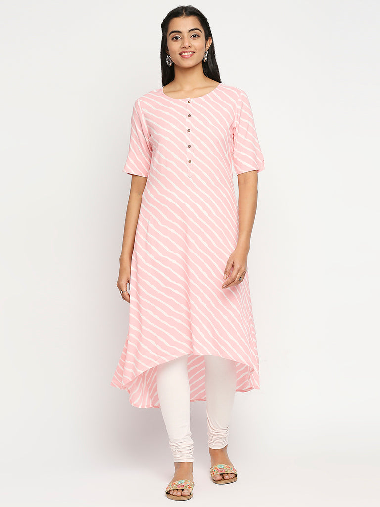 Women's Pink Rayon  Kurta