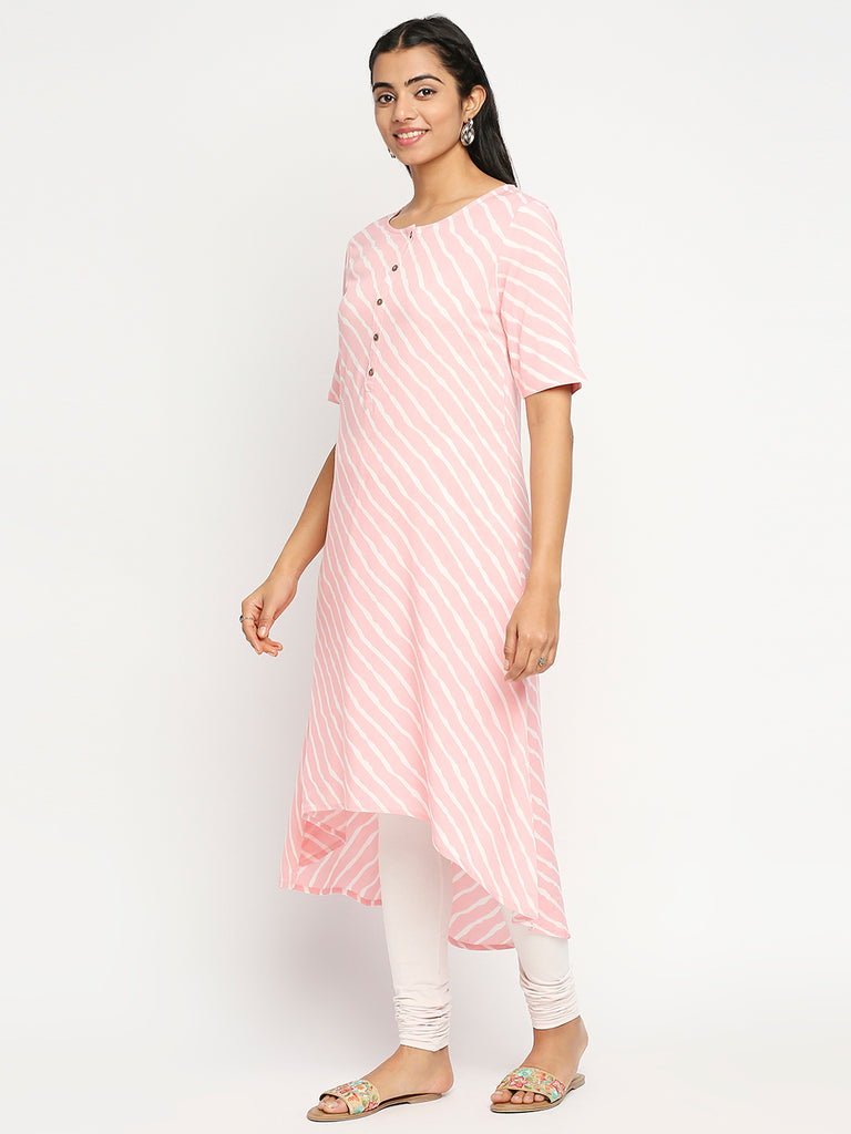 Women's Pink Rayon  Kurta
