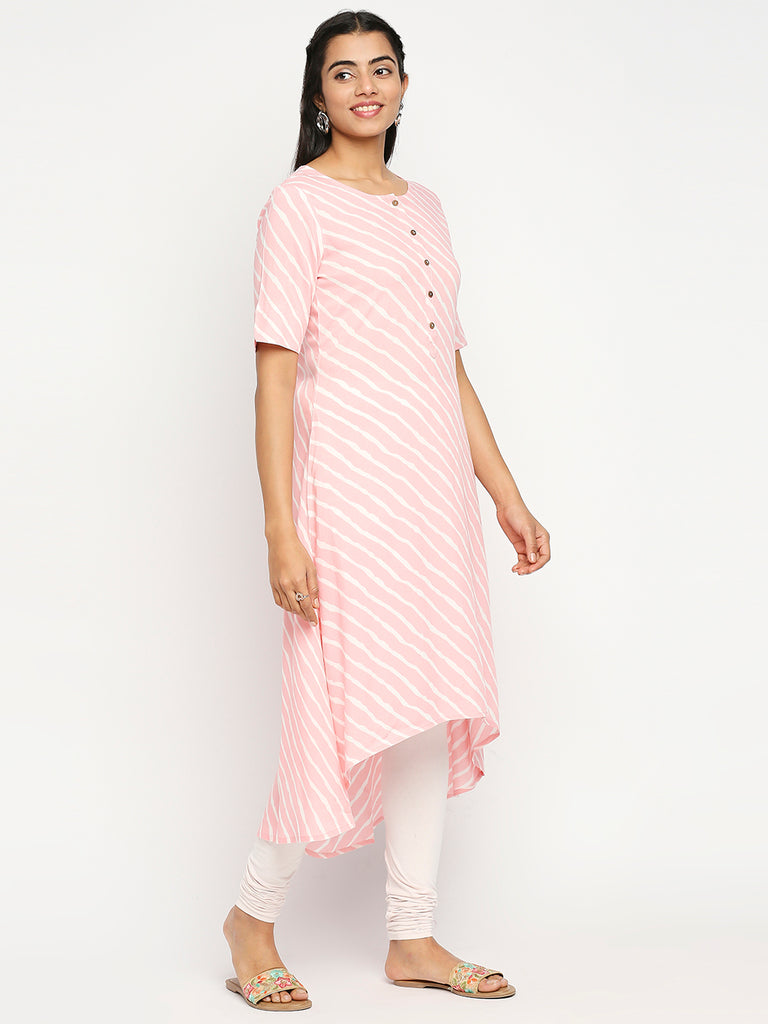 Women's Pink Rayon  Kurta