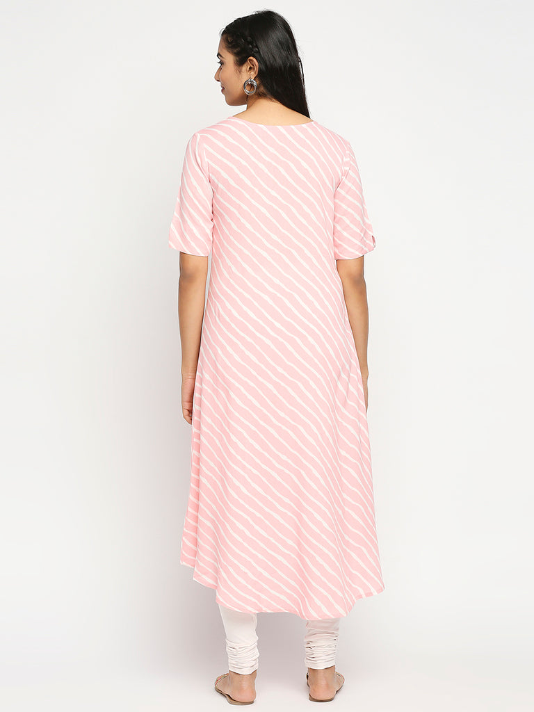 Women's Pink Rayon  Kurta