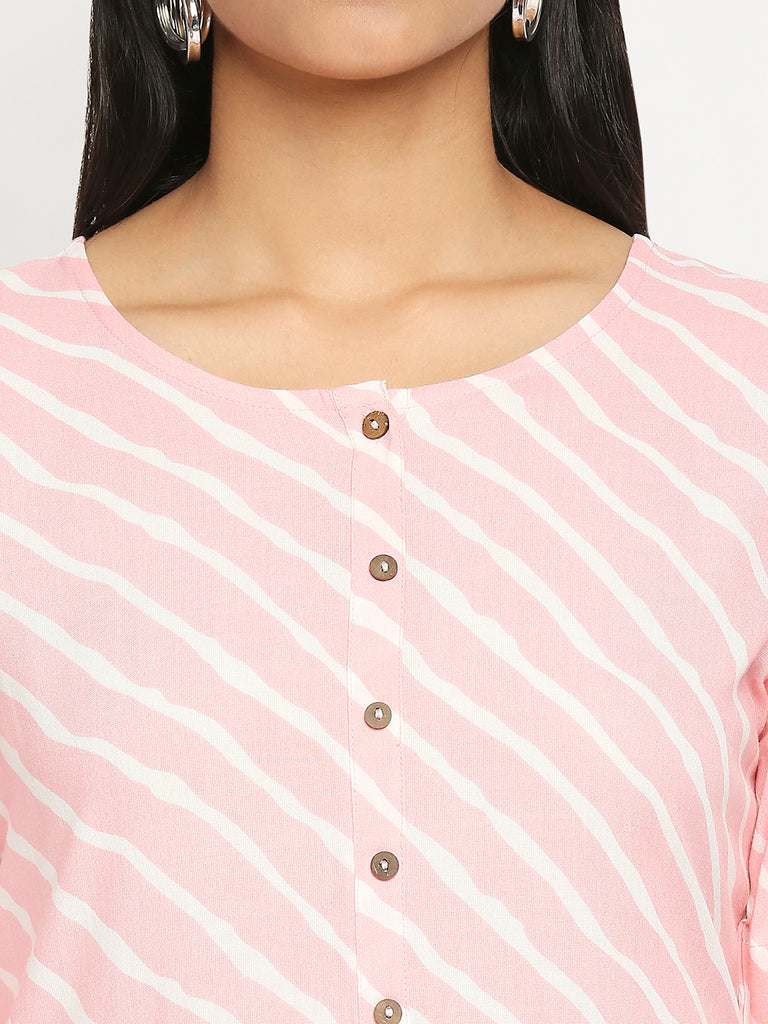 Women's Pink Rayon  Kurta