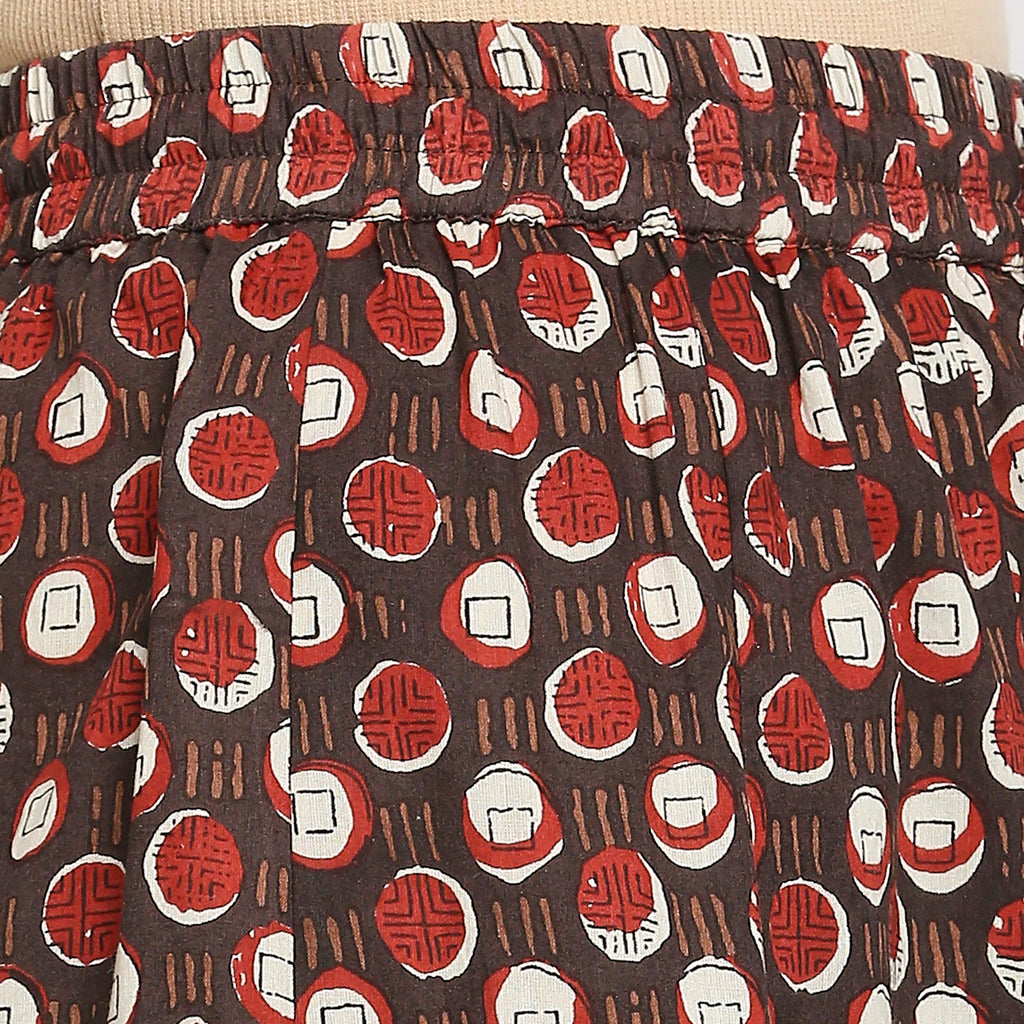 Women's Brown Cotton Printed Palazzo
