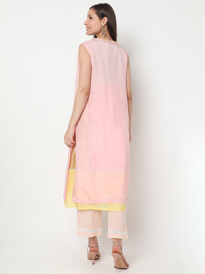 Nylangan Women's Multicolour Modal Chanderi Embroidered Kurta
