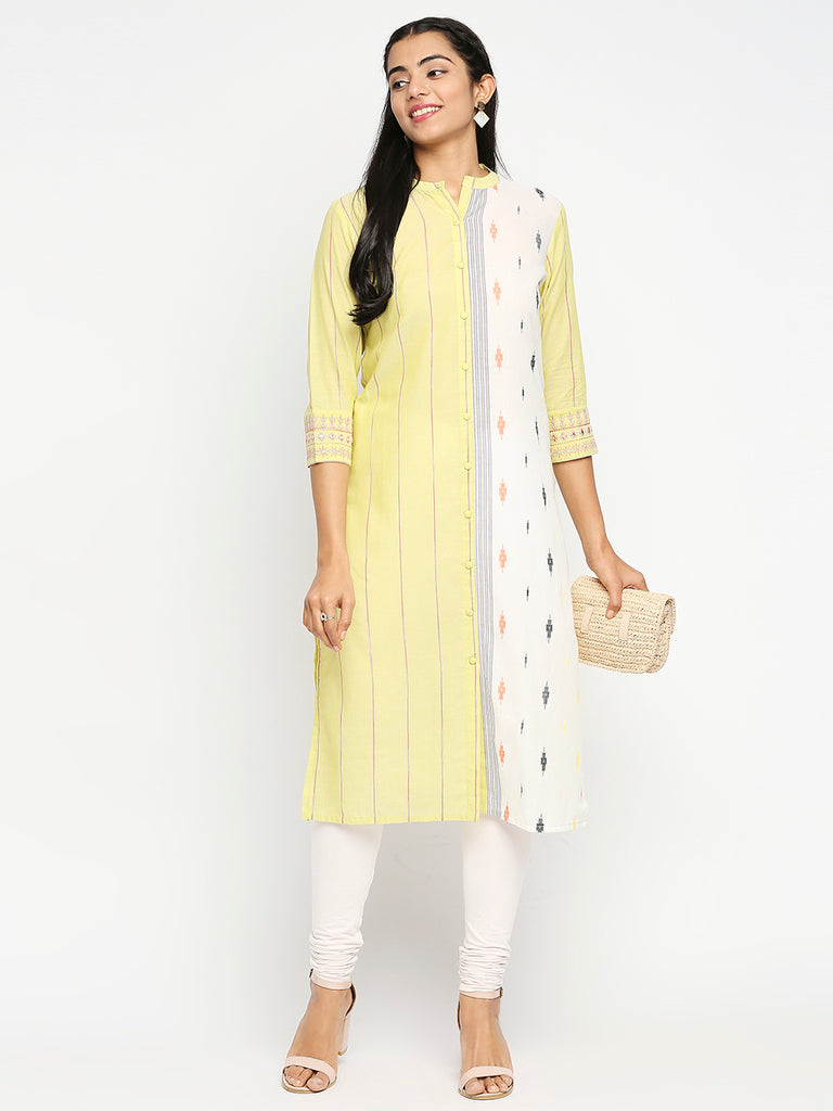 Women's Off White Cotton  Kurta