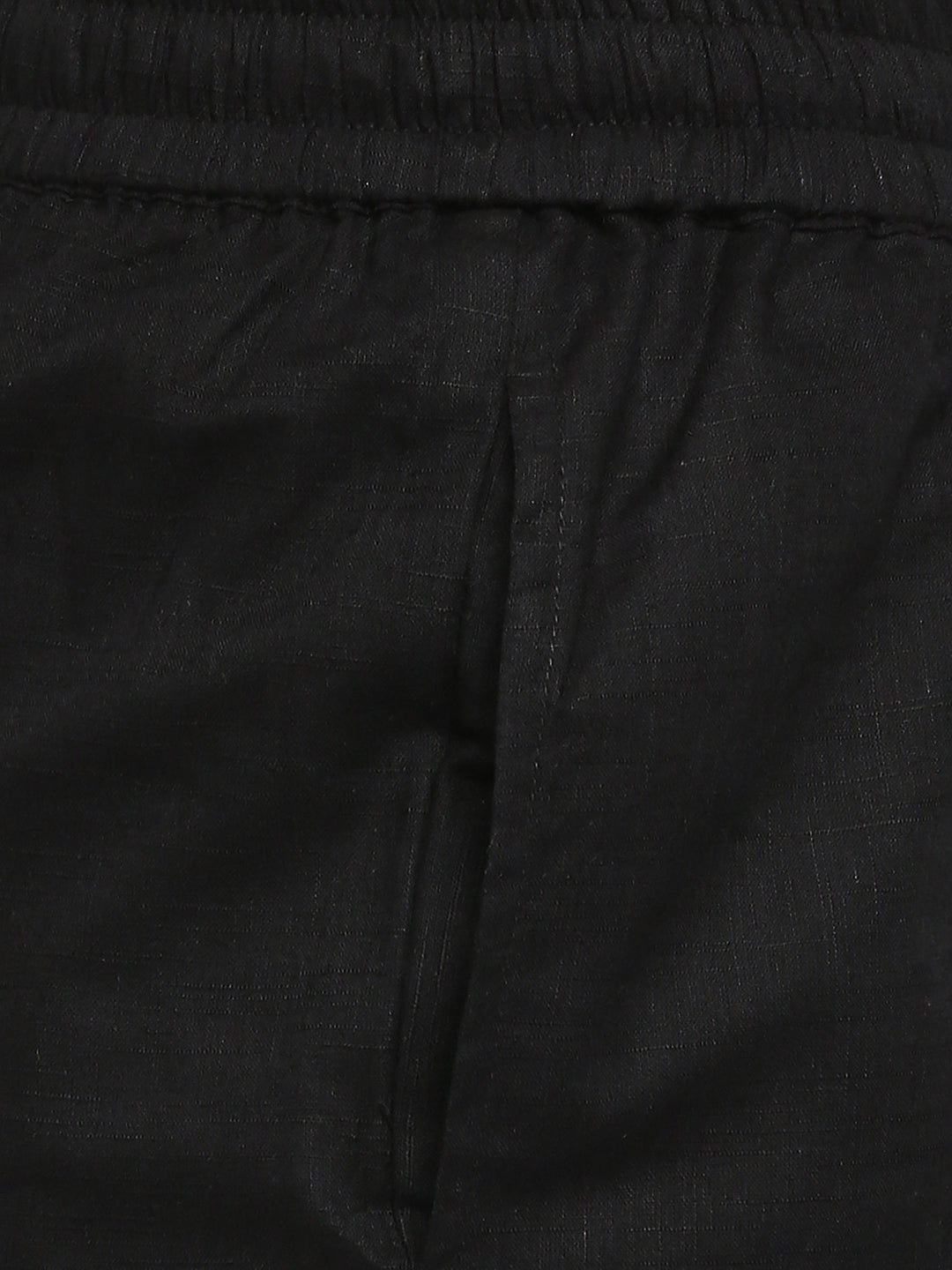 Women's Black Cotton Slub Solid Palazzo