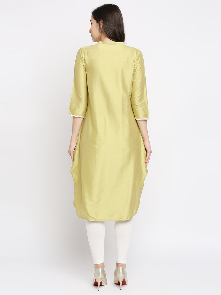 Women's Yellow Viscose Embroidered Nylangan Topwear