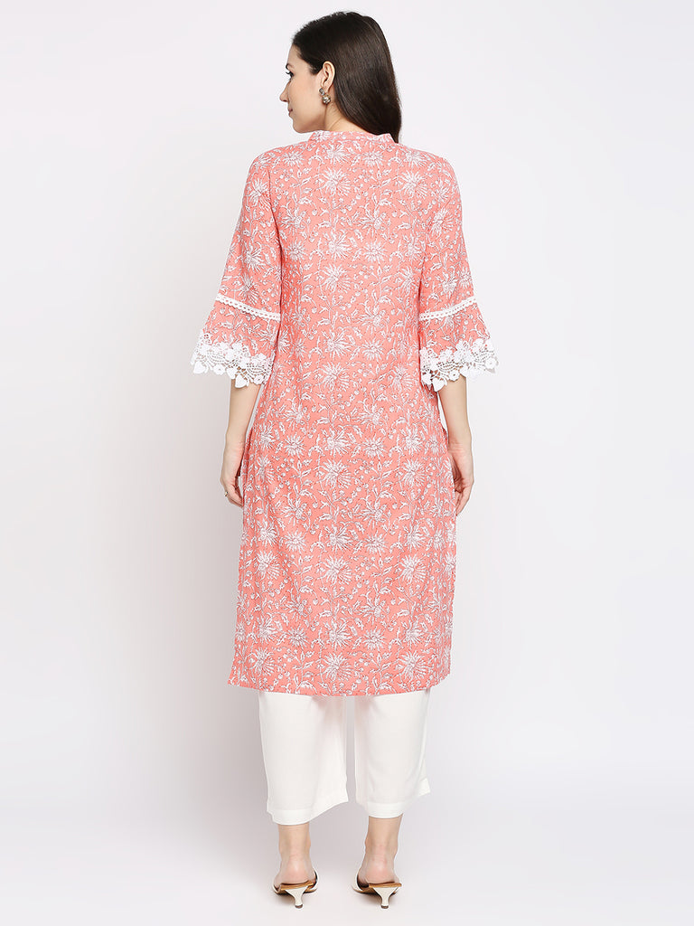 Women's Mustard Cotton Printed Kurta