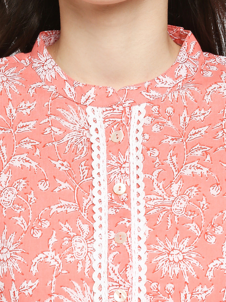 Women's Mustard Cotton Printed Kurta