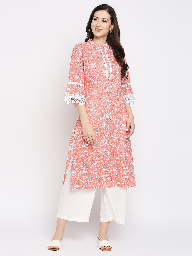 Women's Mustard Cotton Printed Kurta