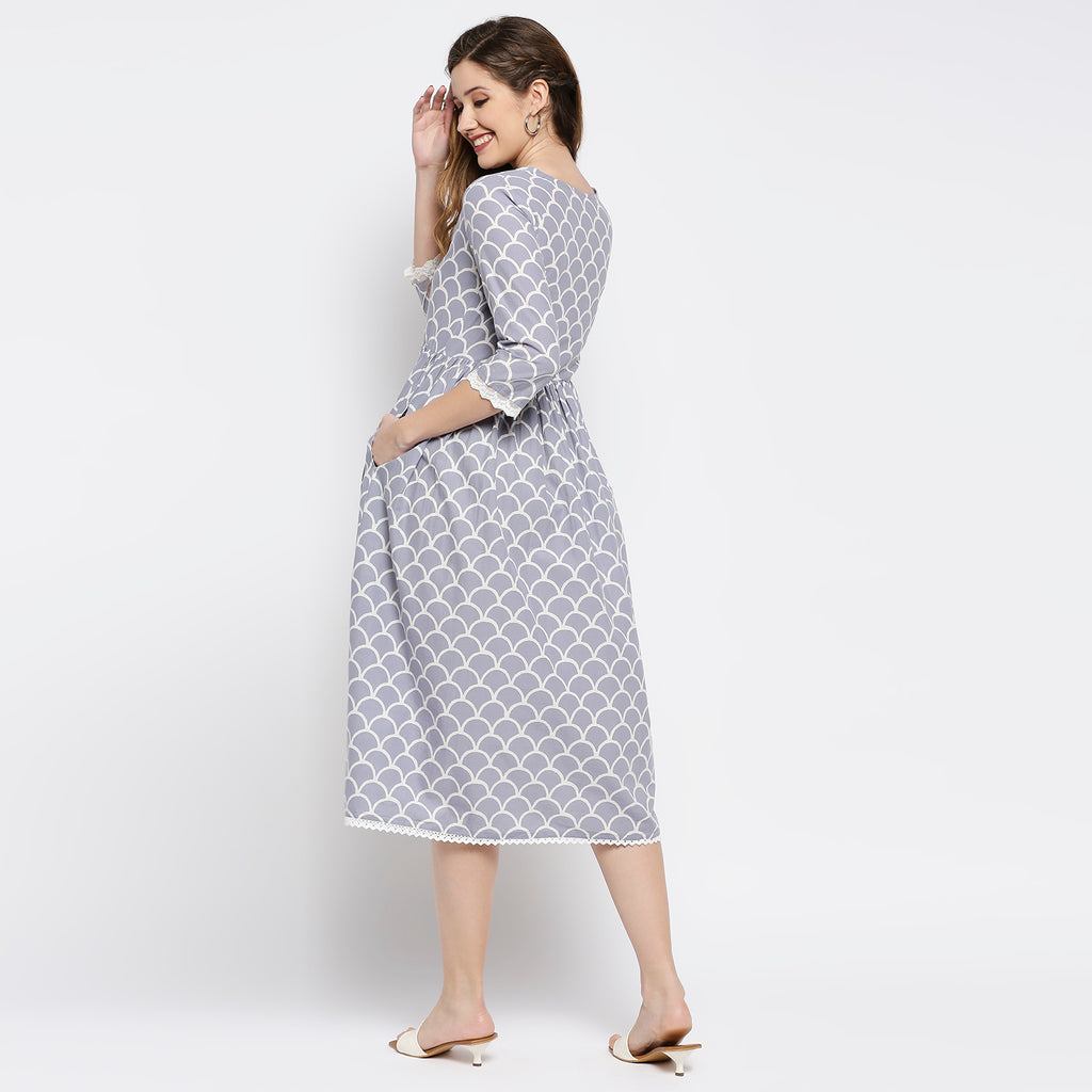 Women's Blue Cotton Printed Kurta