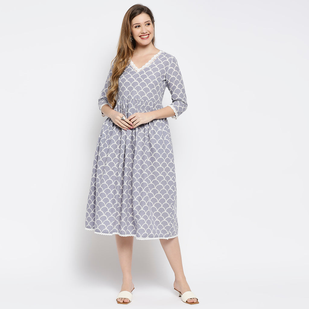 Women's Blue Cotton Printed Kurta