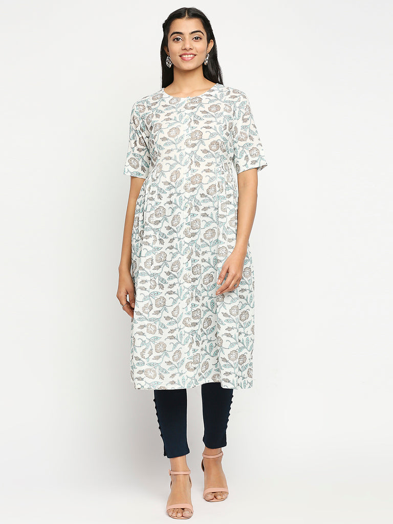 Women's Sky Blue Cotton  Kurta
