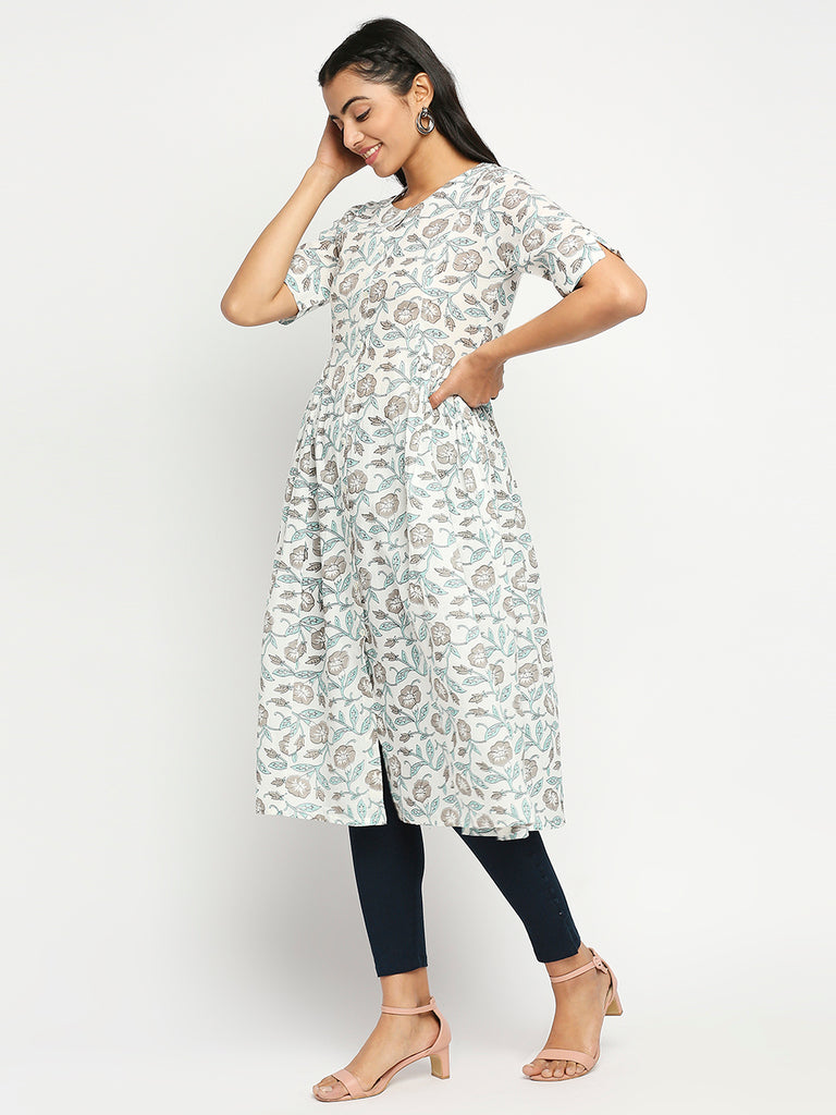 Women's Sky Blue Cotton  Kurta