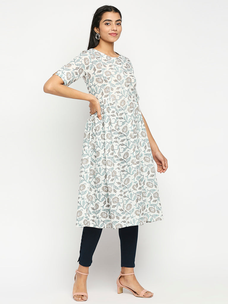 Women's Sky Blue Cotton  Kurta