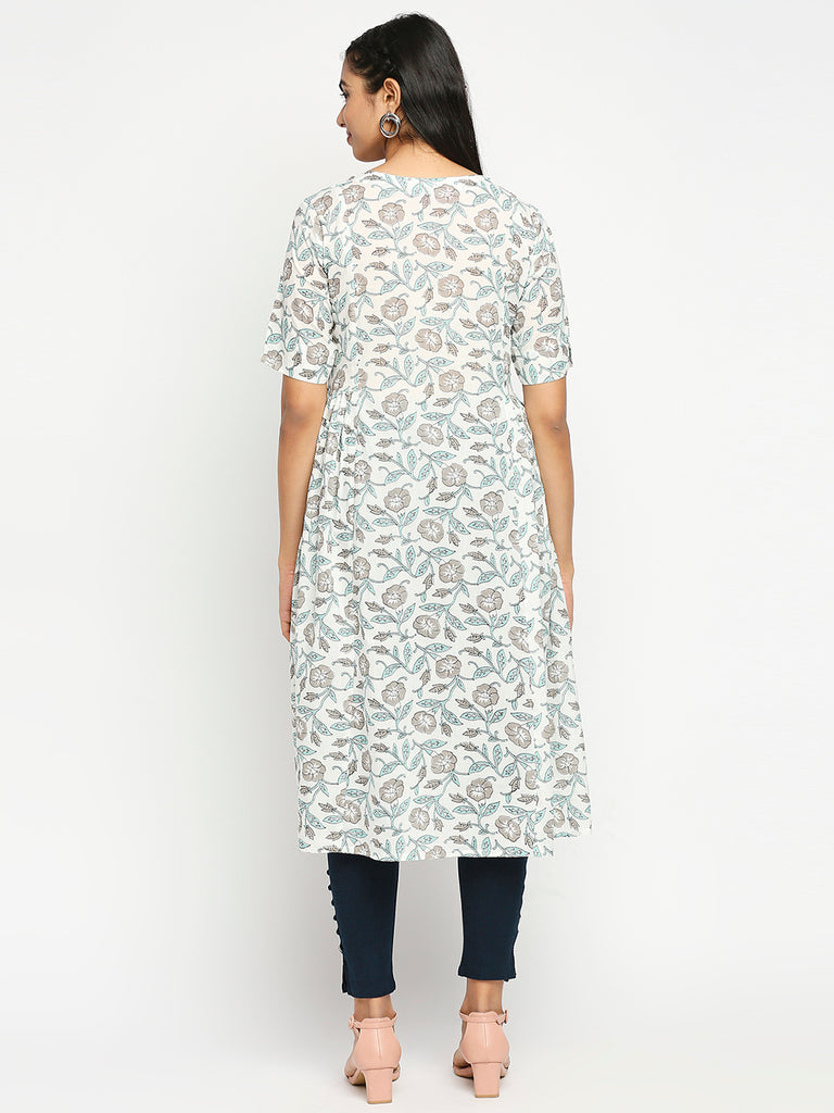 Women's Sky Blue Cotton  Kurta