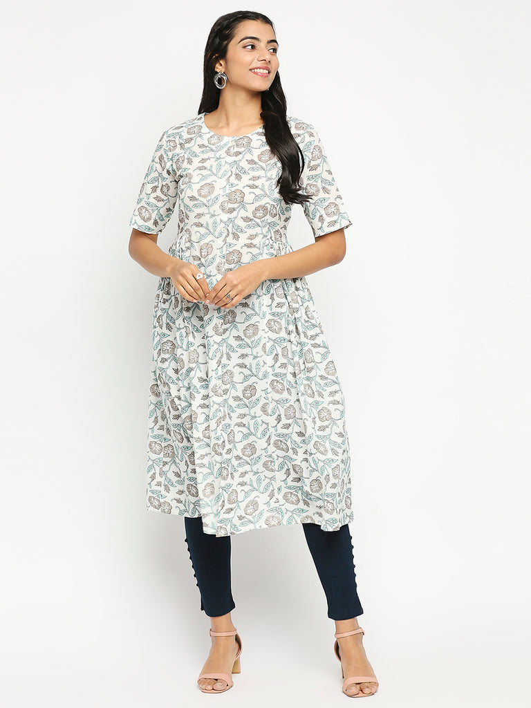 Women's Sky Blue Cotton  Kurta