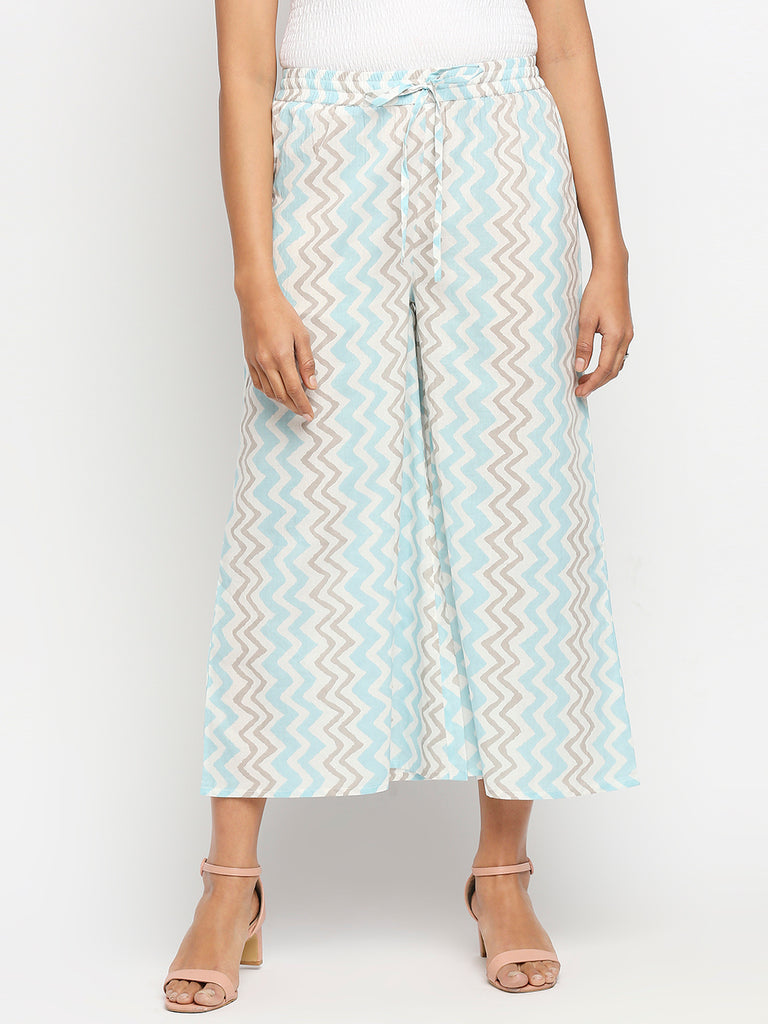 Women's Sky Blue Cotton  Palazzo