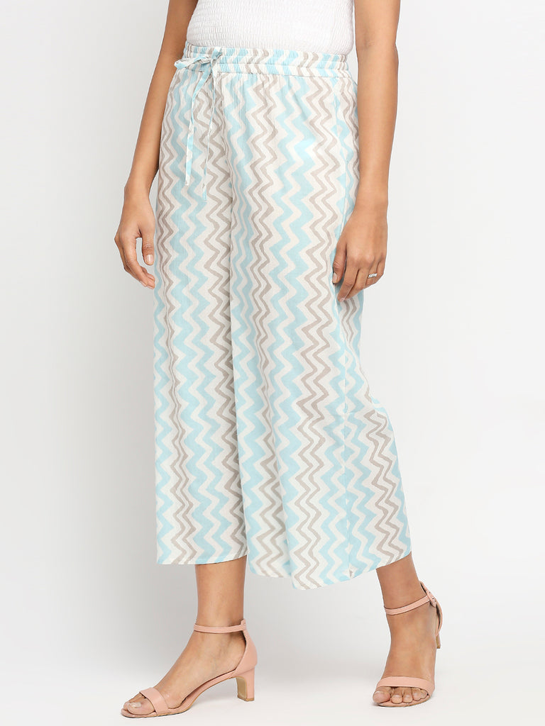 Women's Sky Blue Cotton  Palazzo