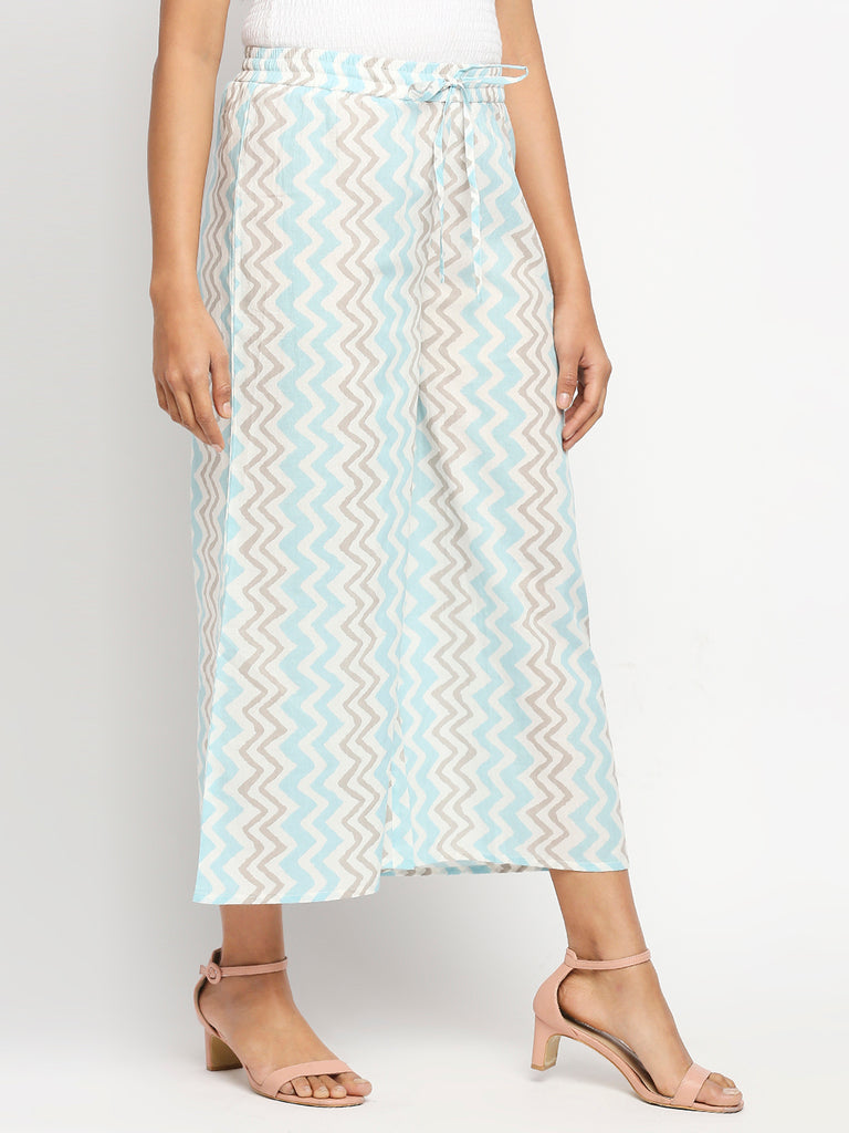 Women's Sky Blue Cotton  Palazzo