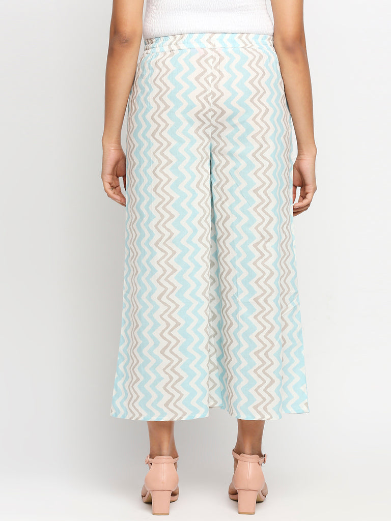 Women's Sky Blue Cotton  Palazzo