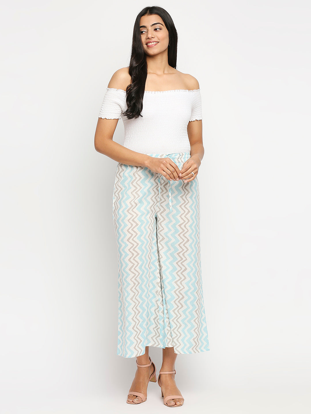 Women's Sky Blue Cotton  Palazzo
