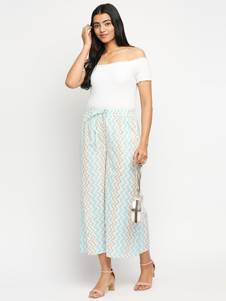 Women's Sky Blue Cotton  Palazzo