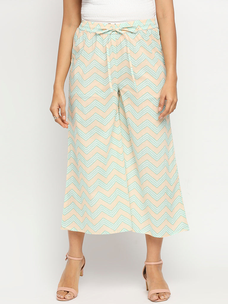 Women's Sea Green Cotton  Palazzo