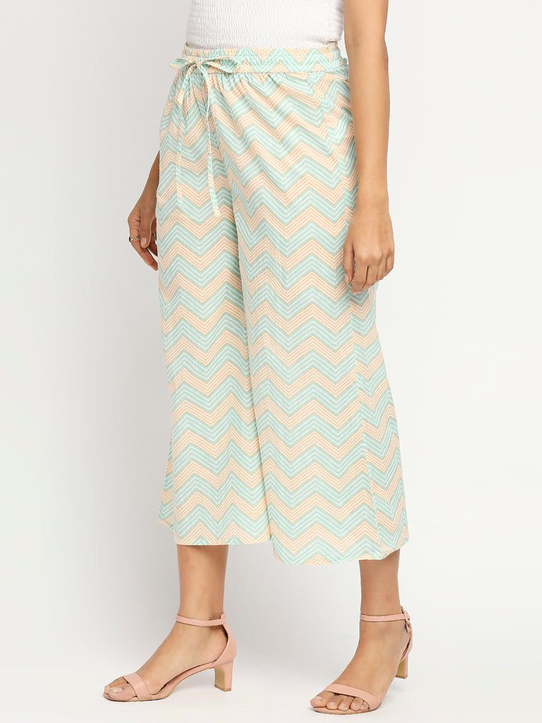 Women's Sea Green Cotton  Palazzo