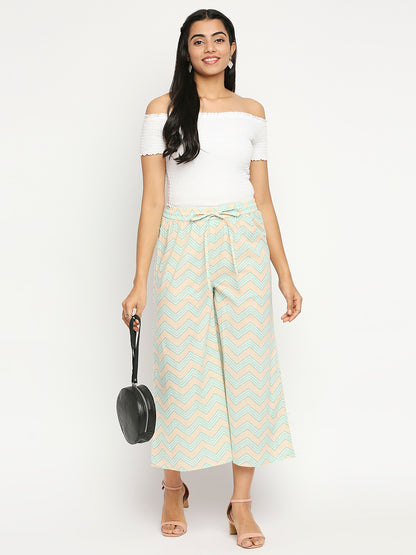 Women's Sea Green Cotton  Palazzo
