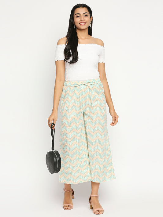 Women's Sea Green Cotton  Palazzo