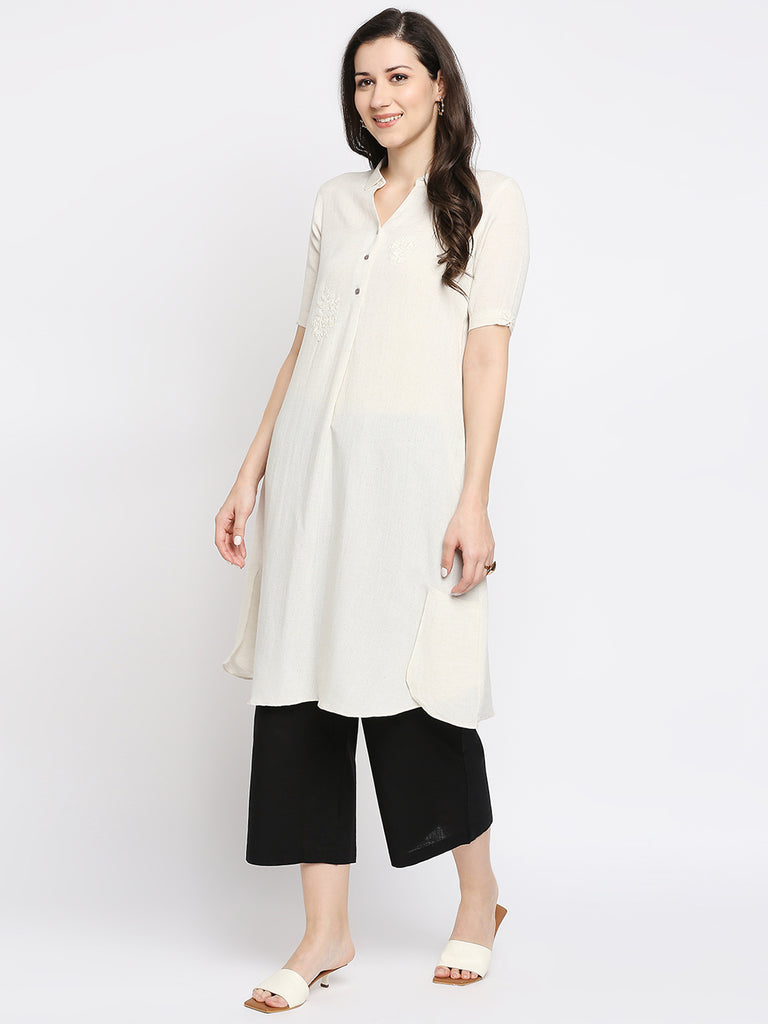 Women's Natural Viscose Embroidered Nylangan Topwear