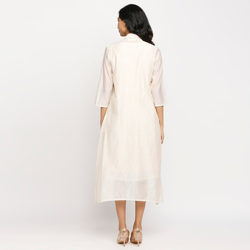 Women's Off White Modal Embroidered Dress