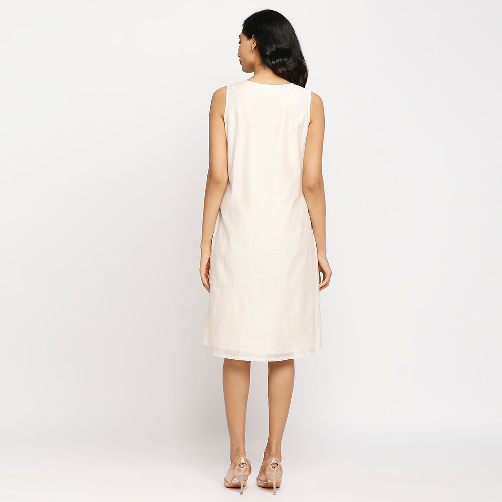 Women's Off White Modal Embroidered Dress