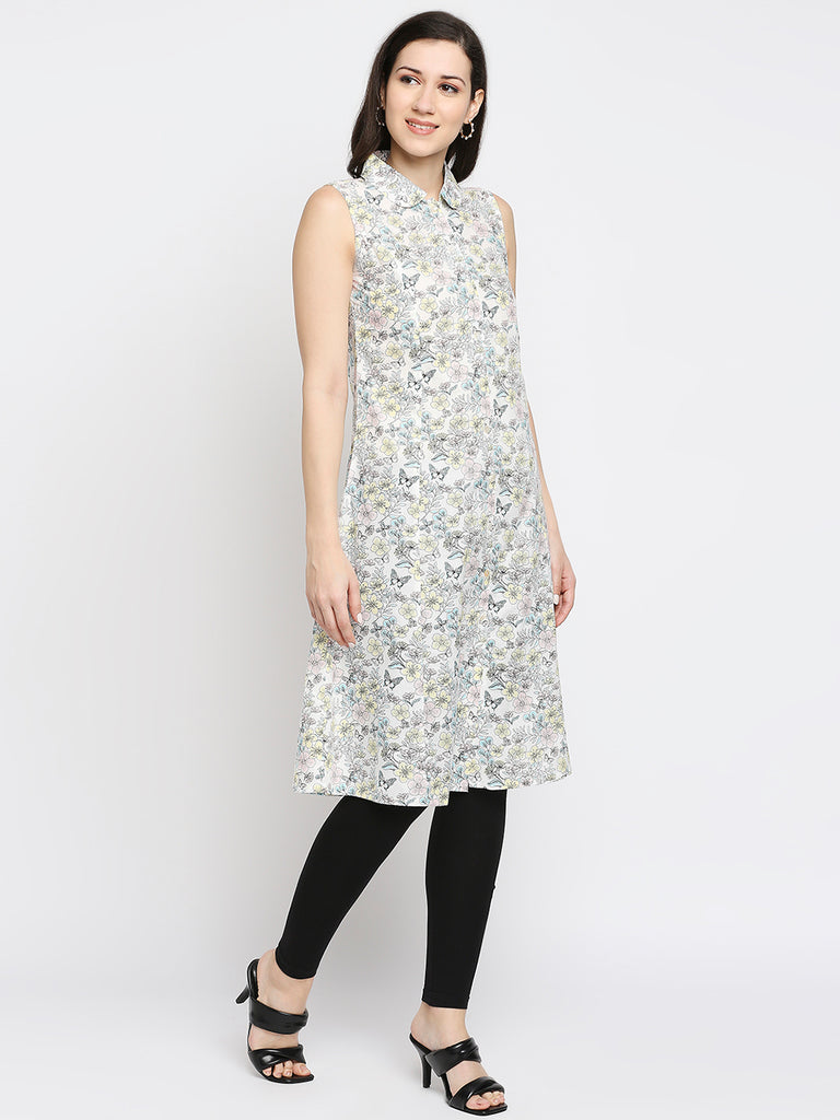 Women's Sky Blue Cotton Printed Fusion Topwear