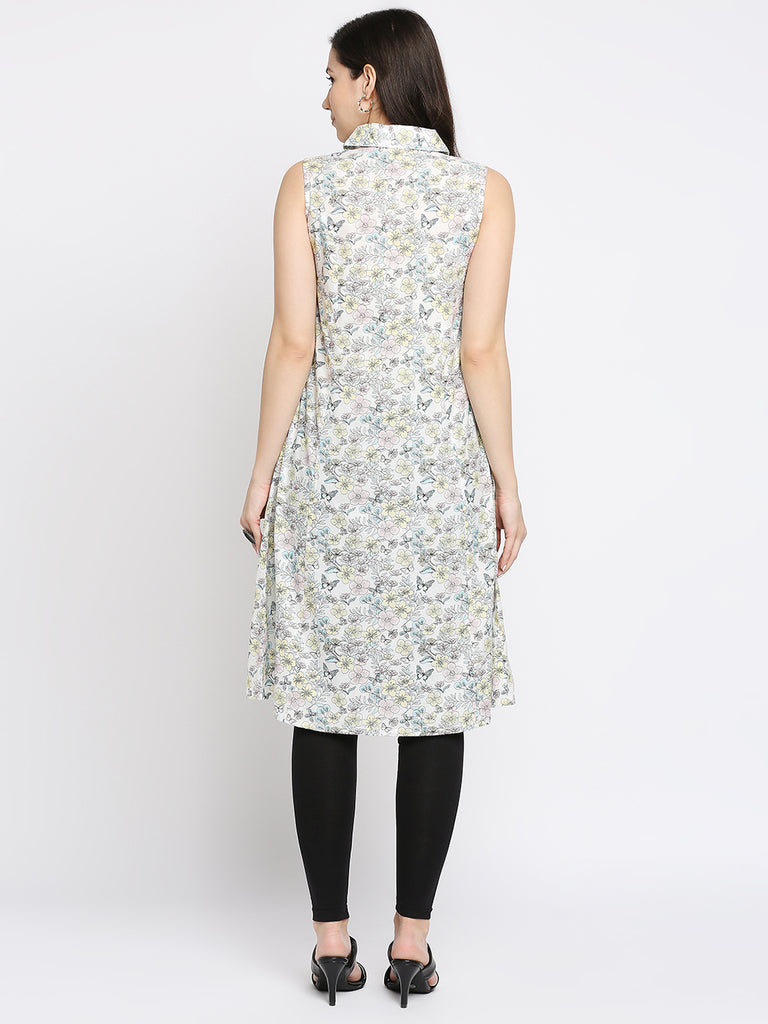 Women's Sky Blue Cotton Printed Fusion Topwear