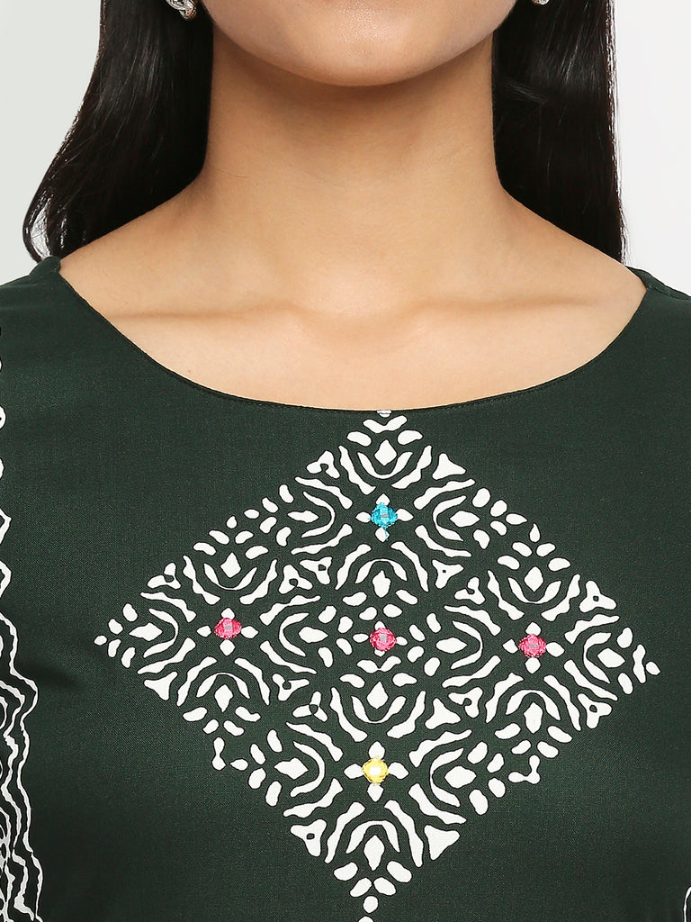 Women's Green Rayon  Kurta