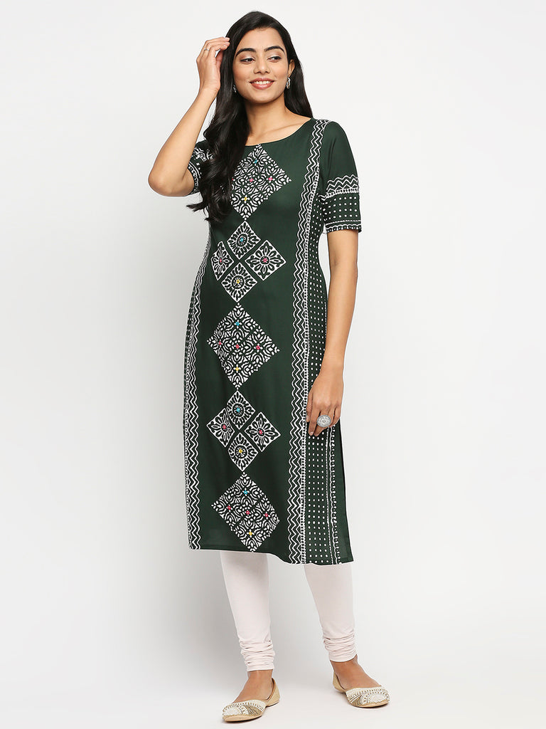 Women's Green Rayon  Kurta