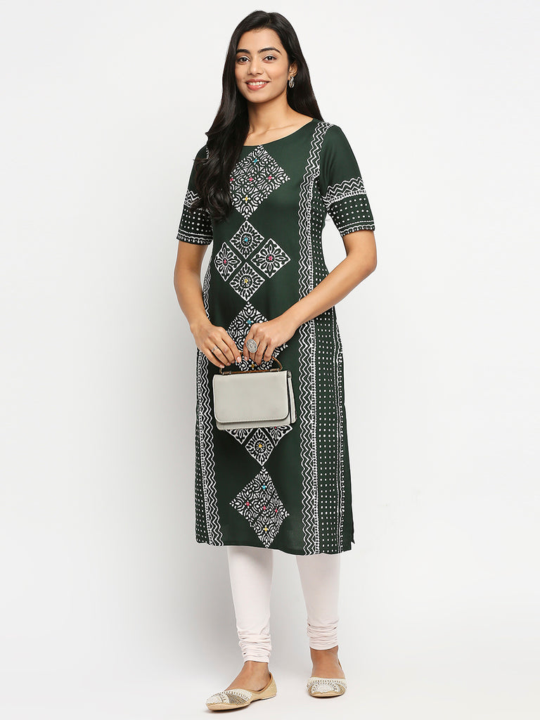 Women's Green Rayon  Kurta