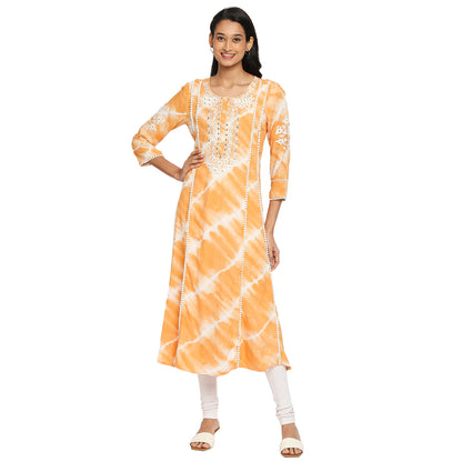 Women's Mango Rayon Embroidered Kurta