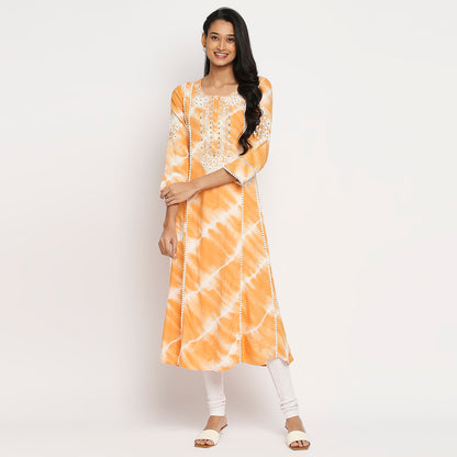 Women's Mango Rayon Embroidered Kurta