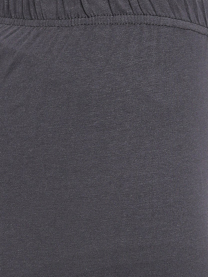 Women's Grey Cotton Lycra Solid Leggings