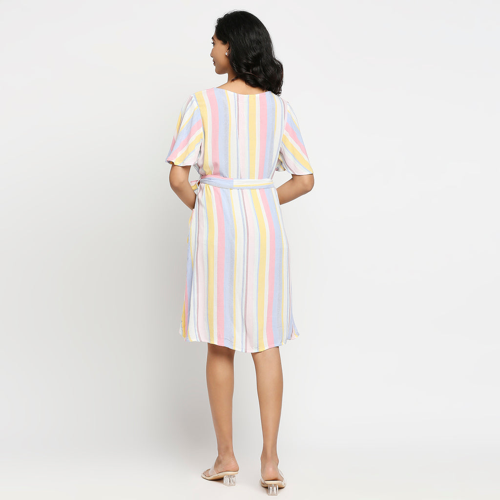 Women's Multicolour Viscose Striped Dress