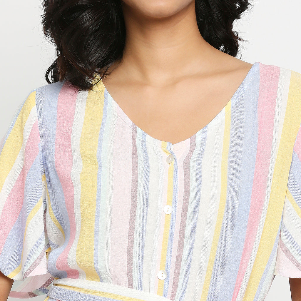 Women's Multicolour Viscose Striped Dress