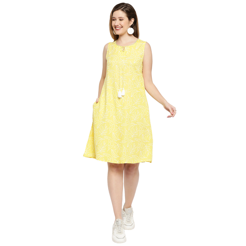 Women's Yellow Viscose Printed Kurta